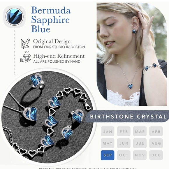 NWT Silver Infinity Birthstone Heart Pendant Necklace - Picture 5 of 5